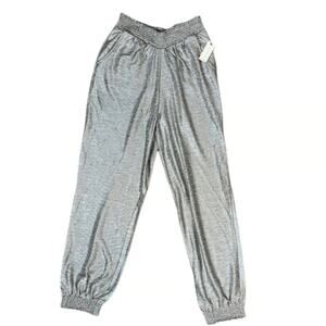 Anthropologie Jogger Pants Women's Small Metallic Silver Shimmer Stretch NWT